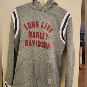 Harley-Davidson Gray Sweatshirt with Red and Blue Details